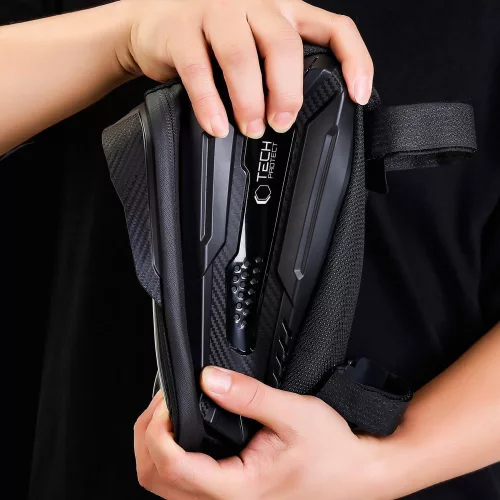 Univerzális kerékpárra szerelhető, por- és cseppálló telefontartó táska - Tech-Protect V2 Bike Mount L Size - fekete