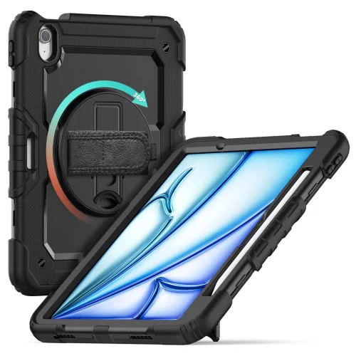 Apple iPad Air 6 (2024) 11.0 ütésálló tablet tok 360 fokos védelemmel, 4H kijelzővédő üveggel - Tech-Protect Solid 360 - fekete (ECO csomagolás)