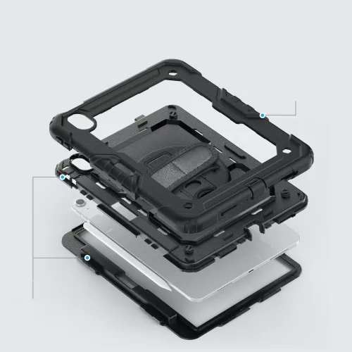 Apple iPad Air 6 (2024) 11.0 ütésálló tablet tok 360 fokos védelemmel, 4H kijelzővédő üveggel - Tech-Protect Solid 360 - fekete (ECO csomagolás)