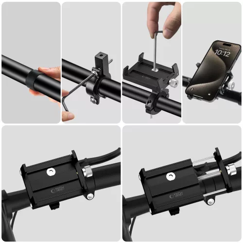 Tech-Protect univerzális kerékpárra szerelhető fém telefontartó - Tech-Protect V4 Universal Bike Mount - fekete