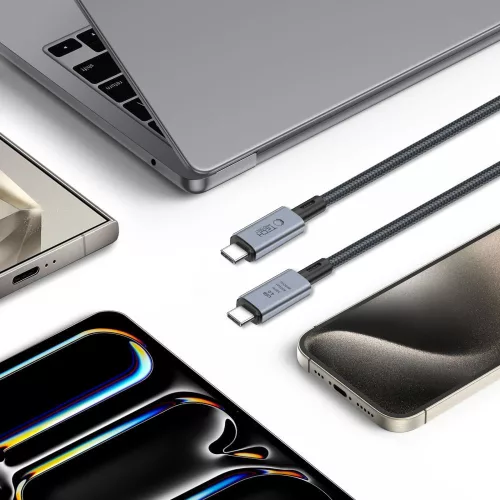 Tech-Protect USB Type-C - USB Type-C adat- és töltőkábel - Tech-Protect Ultraboost USB 4.0 / 8K / 40 Gbps / PD240 Cable - 240W - szürke