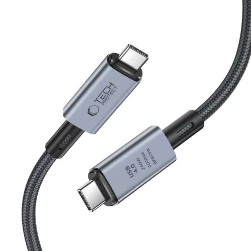 Tech-Protect USB Type-C - USB Type-C adat- és töltőkábel - Tech-Protect Ultraboost USB 4.0 / 8K / 40 Gbps / PD240 Cable - 240W - szürke