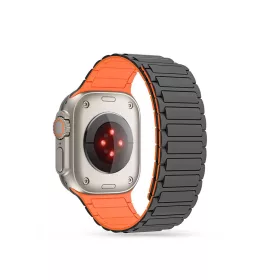   Apple Watch szilikon sport óraszíj - Tech-Protect IconBand Magnetic - 42/44/45/49 mm - titánium/narancs