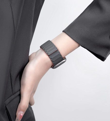 Apple Watch szilikon sport óraszíj - Tech-Protect IconBand Magnetic - 42/44/45/49 mm - titánium/narancs