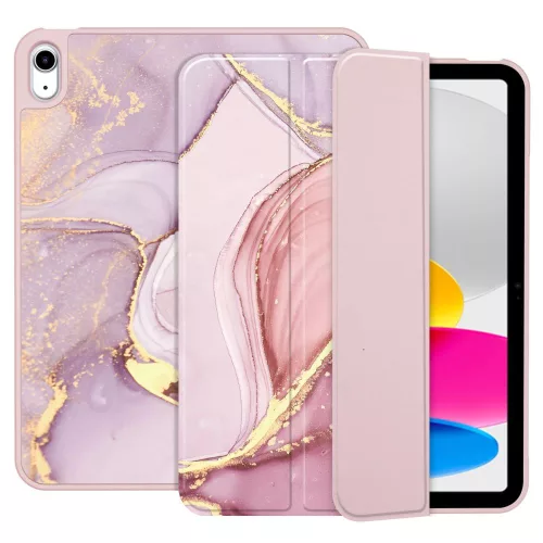 Apple iPad 10.9 (2022) tablet tok (Smart Case) on/off funkcióval, Apple Pencil tartóval - Tech-Protect - marble (ECO csomagolás)