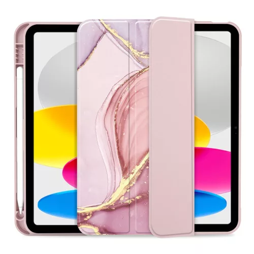 Apple iPad 10.9 (2022) tablet tok (Smart Case) on/off funkcióval, Apple Pencil tartóval - Tech-Protect - marble (ECO csomagolás)
