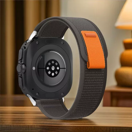 Tech-Protect Nylon - Samsung Galaxy Watch Ultra 2024/2025 nylon szíj (47mm) - fekete/narancs