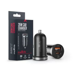   Maxlife MXCC-05 35W PD+QC autós gyorstöltő adapter USB+Type-C - fekete