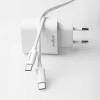 Maxlife MXTC-06 PD+QC 20W hálózati gyorstöltő adapter Type-C + Type-C/Type-C kábel - fehér
