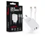 Maxlife MXTC-06 PD+QC 20W gyorstöltő adapter USB + Type-C + Type-C/Lightning kábel - fehér