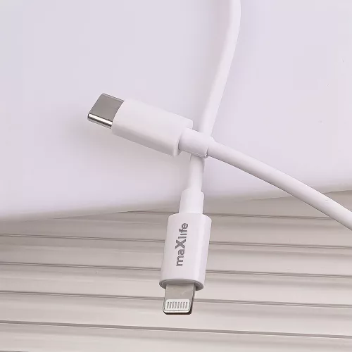 Maxlife MXTC-06 PD+QC 20W gyorstöltő adapter USB + Type-C + Type-C/Lightning kábel - fehér
