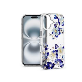   Haffner IMD Floral szilikon tok - Apple iPhone 16 Plus - átlátszó