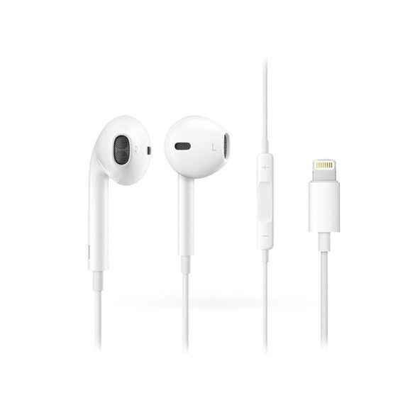 Apple iPhone eredeti távirányítós, sztereó headset Lightning csatlakozóval, mikrofonnal - MMTN2ZM/A - fehér (ECO csomagolás)