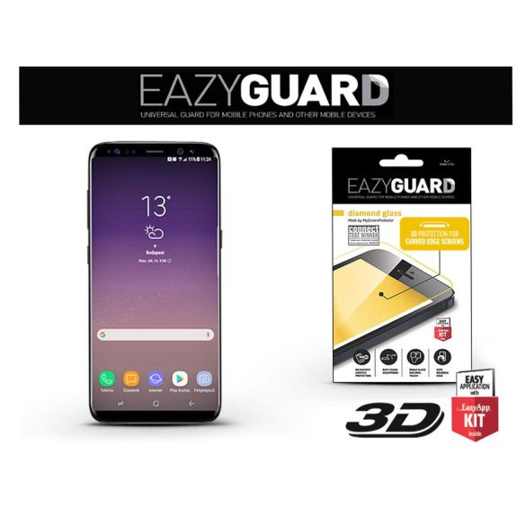 Samsung G955F Galaxy S8 Plus gyémántüveg képernyővédő fólia - Diamond Glass 3D Fullcover - fekete