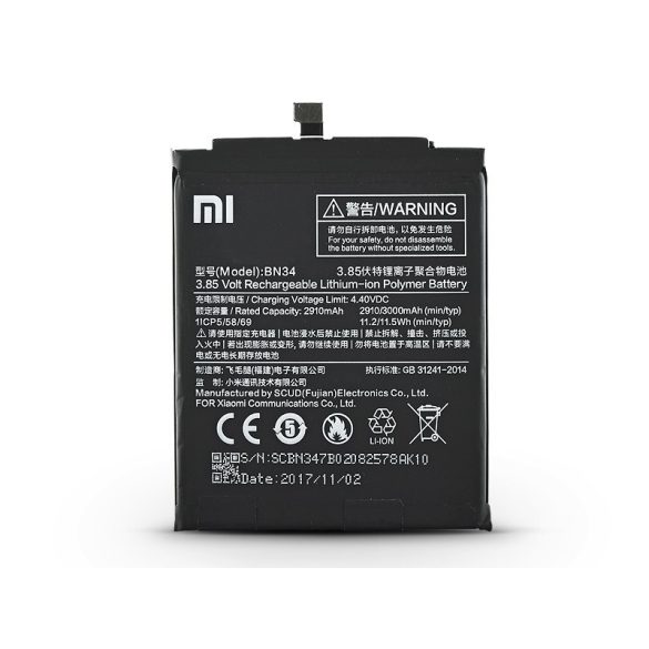 Xiaomi Redmi 5A gyári akkumulátor - Li-polymer 3000 mAh - BN34 (ECO csomagolás)