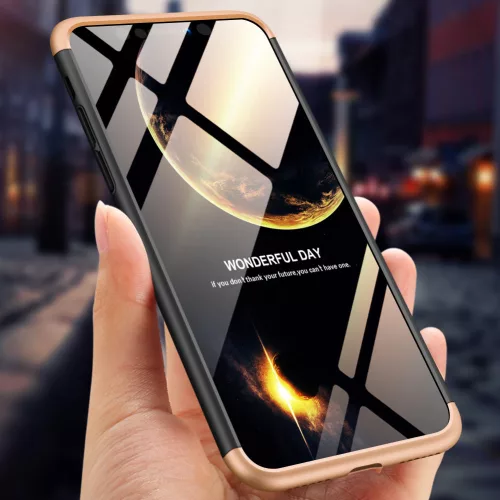 Apple iPhone XS Max hátlap - GKK 360 Full Protection 3in1 - fekete/arany