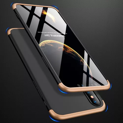Apple iPhone XS Max hátlap - GKK 360 Full Protection 3in1 - fekete/arany