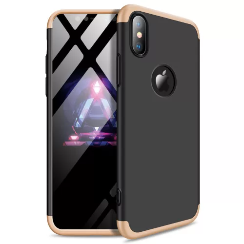Apple iPhone XS Max hátlap - GKK 360 Full Protection 3in1 - fekete/arany