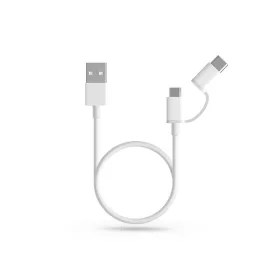   USB - micro USB + USB Type-C gyári adat- és töltőkábel 35 cm-es vezetékkel - Xiaomi SJX01ZM for Power Bank - 2in1 USB 2.0 - white