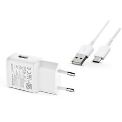   Samsung gyári USB hálózati töltő adapter + USB Type-C adatkábel - 5V/2A -       EP-TA200EWE + EP-DN930 Type-C - fehér (ECO csomaglás)