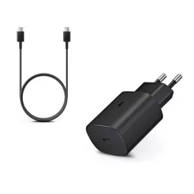   Samsung gyári hálózati töltő adapter Type-C bemenettel + Type-C - Type-C kábel -5V/3A - EP-TA800 PD3.0 + EP-DA705 - fekete (ECO csomaglás)