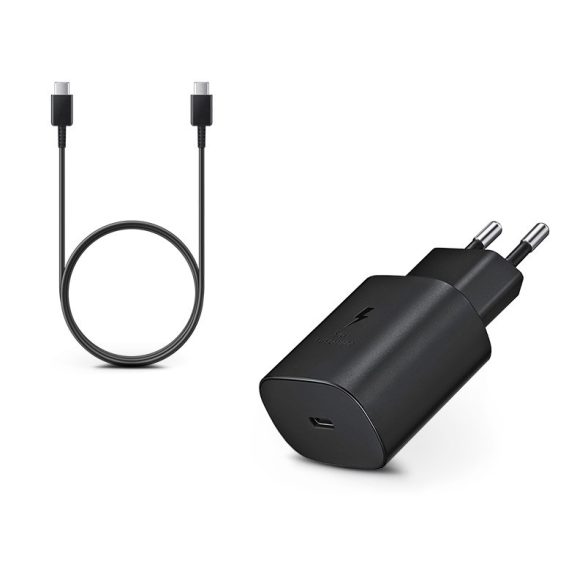 Samsung gyári hálózati töltő adapter Type-C bemenettel + Type-C - Type-C kábel -5V/3A - EP-TA800 PD3.0 + EP-DA705 - fekete (ECO csomaglás)