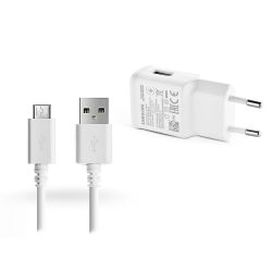   Samsung gyári USB hálózati töltő adapter + micro USB adatkábel - 5V/2A -        EP-TA200EWE + ECB-DU68WE fehér (ECO csomaglás)