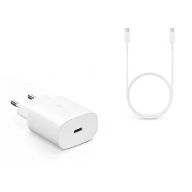   Samsung gyári Type-C hálózati töltő adapter + Type-C adat- és töltőkábel - 5V/3A- EP-TA800EWE PD3.0 + EP-DA905BWE - fehér (ECO csomaglás)
