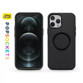   Apple iPhone 12 Pro Max védőtok - OtterBox Symmetry Popsockets - fekete