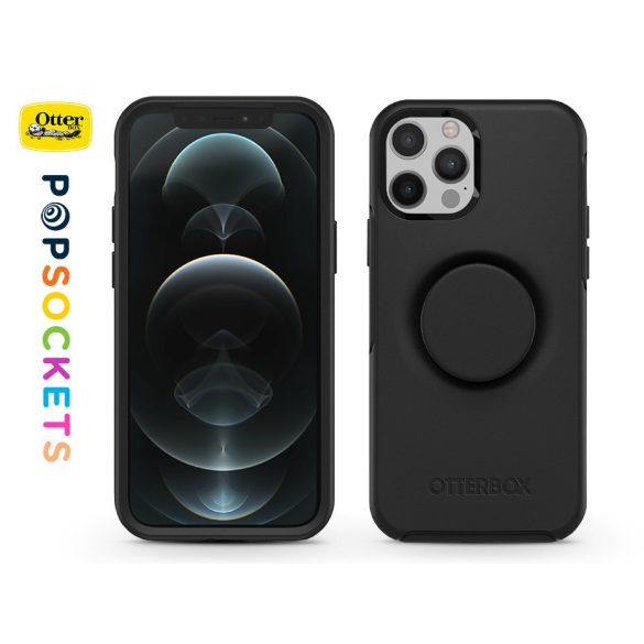 Apple iPhone 12 Pro Max védőtok - OtterBox Symmetry Popsockets - fekete