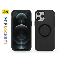   Apple iPhone 12/12 Pro védőtok - OtterBox Symmetry Popsockets - fekete