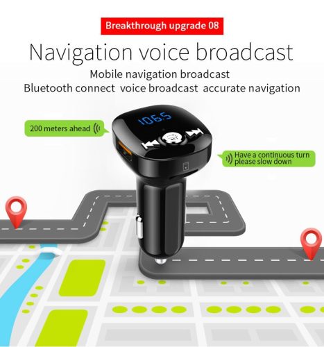 Extreme Bluetooth FM-transmitter/szivargyújtó töltő - USB QC3.0 + microSD / TF-kártya / Pendrive olvasó - Extreme BC40Q - fekete