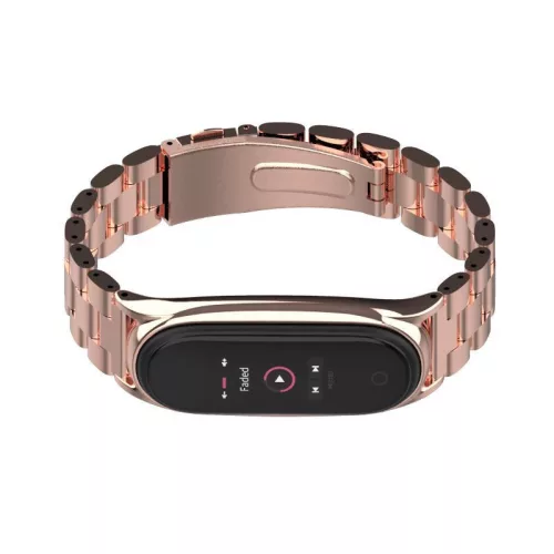 Xiaomi Mi Smart Band 5/Mi Smart Band 6 aktivitásmérőhöz fém szíj rozsdamentes acélból - rose gold