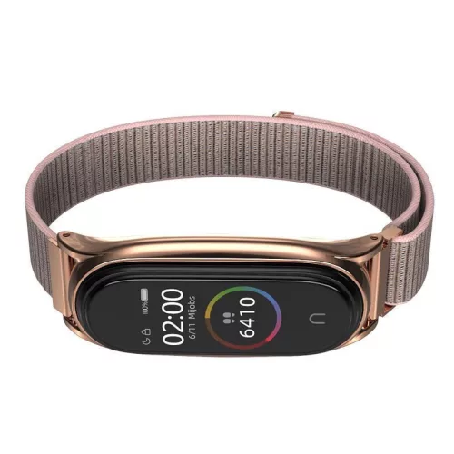 Xiaomi Mi Smart Band 5/Mi Smart Band 6 aktivitásmérőhöz csuklópánt - Nylon - rose gold