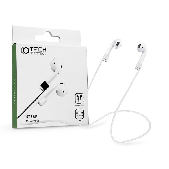 Tech-Protect szilikon nyakpánt Apple AirPods fülhallgatóhoz – Tech-Protect Strap for AirPods – fehér