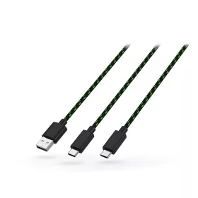   Venom USB-A - 2x USB Type-C töltőkábel 3 m-es vezetékkel - fekete/zöld - ECO    csomagolás