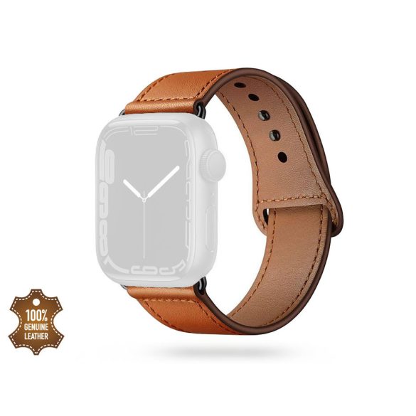 Apple Watch valódi bőrből készült óraszíj - Tech-Protect Leatherfit -           42/44/45/49 mm - barna