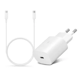   Samsung gyári hálózati töltő adapter Type-C bemenettel + 1 m-es Type-C - Type-C kábel - 25W - EP-TA800EWE + EP-DA705BWE - fehér (ECO csomagolás)