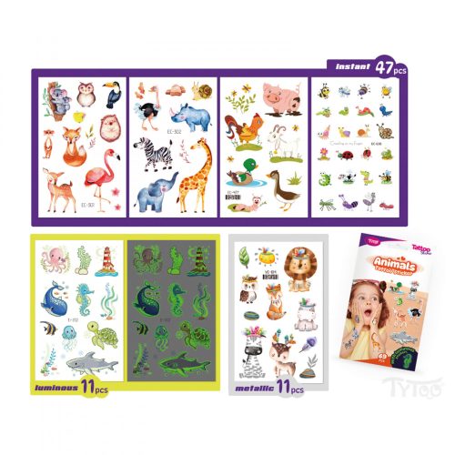 Tytoo Állatos tetoválás matrica szett - 69 db / csomag (TY50269)