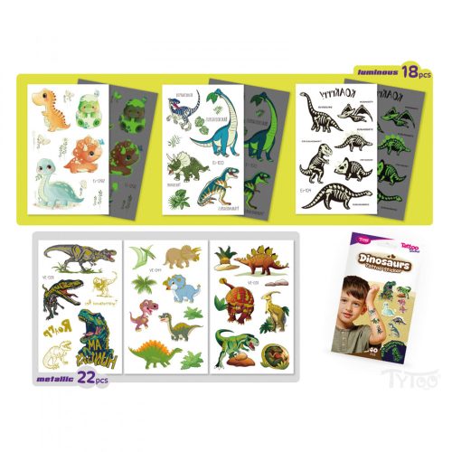 Tytoo Dinoszauruszos tetoválás matrica szett - 40 db / csomag (TY50270)