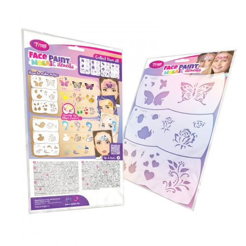 Tytoo Mosaic Arcfestő Sablon - pillangó - rózsa - 3 db / csomag (TY50564)