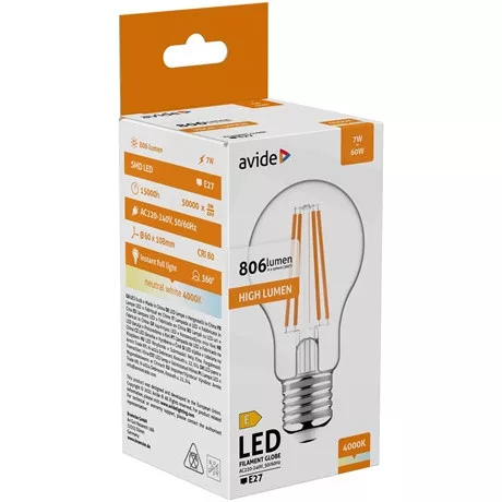 Avide ABLFG27NW-7W led filament globe izzó 7w e27 nw 4000k