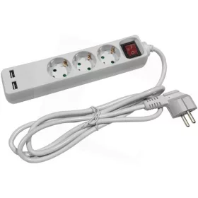   Entac ESE1.5G3-1.5-SW-USB elosztó 3 foglalat kapcsolóval 1,5m 3g1,5 2 usb