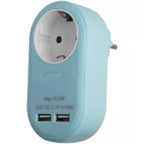   Entac EPAG-1EE-2USB-B hálózati adapter 1 földelt aljzat és 2 usb (össz. 2.1a) kék