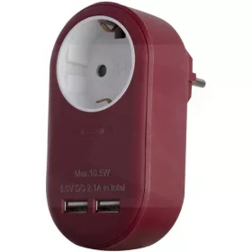   Entac EPAG-1EE-2USB-BR hálózati adapter 1 földelt aljzat és 2 usb (össz. 2.1a) burgundi vörös