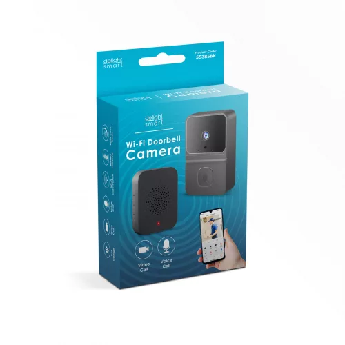 Smart videó kaputelefon szett - Wi-Fi-s, akkumulátoros - HD - fekete (55385BK)