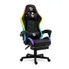 RGB LED-es gamer szék - karfával, párnával - fekete (BMD1115BK)