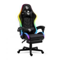   RGB LED-es gamer szék - karfával, párnával - fekete (BMD1115BK)