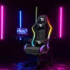 RGB LED-es gamer szék - karfával, párnával - fekete (BMD1115BK)