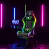 RGB LED-es gamer szék - karfával, párnával - fekete / zöld (BMD1115GR)